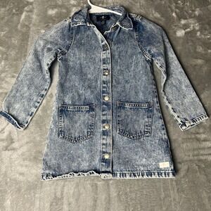 Seven For All Mankind Kids Acid Wash Denim Jean Dress Size 4T Long Sleeve